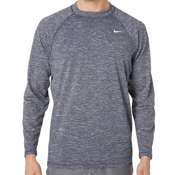 Nike Dri-FIT UPF 40+ Hydroguard Heathered Gray Long Sleeve Swim T